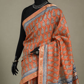 Natural Dyed Maheshwari Silk Bagh Print Saree