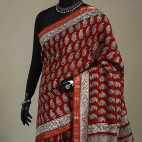 Natural Dyed Maheshwari Silk Bagh Print Saree