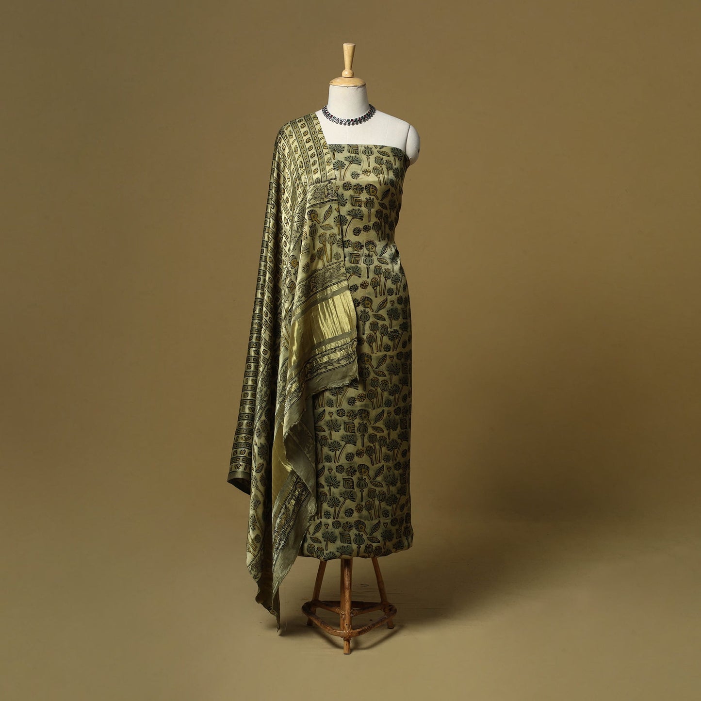 Natural dyed modal silk bagru 2pc unstitched dress material