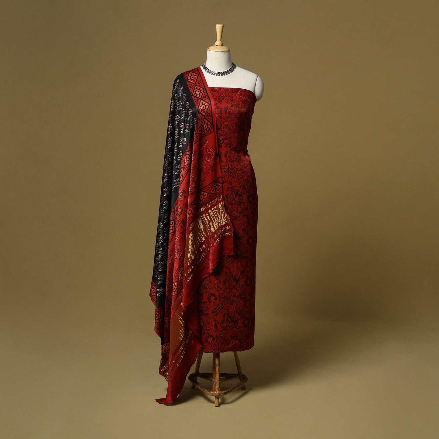 Natural dyed modal silk bagru 2pc unstitched dress material