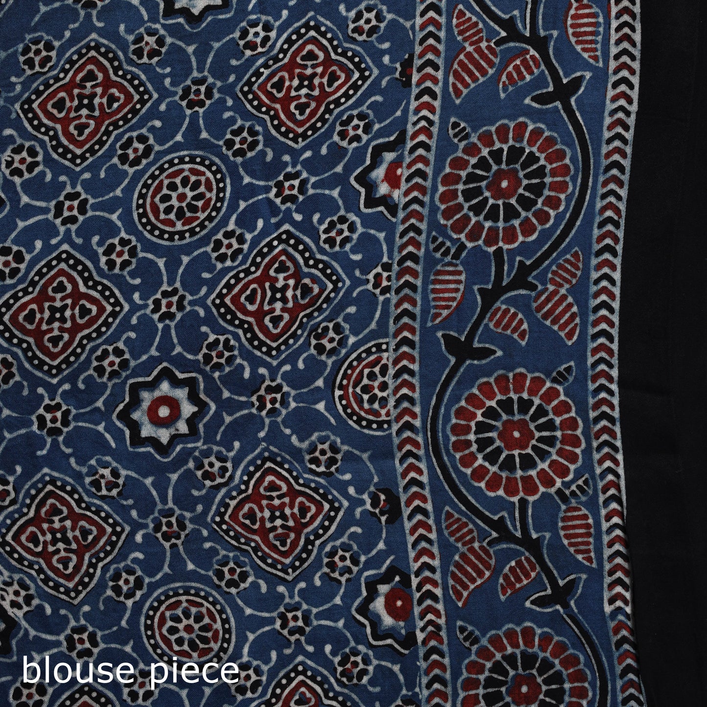 Natural dyed modal silk kutch hand block print ajrakh saree