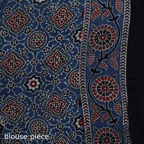 Natural dyed modal silk kutch hand block print ajrakh saree