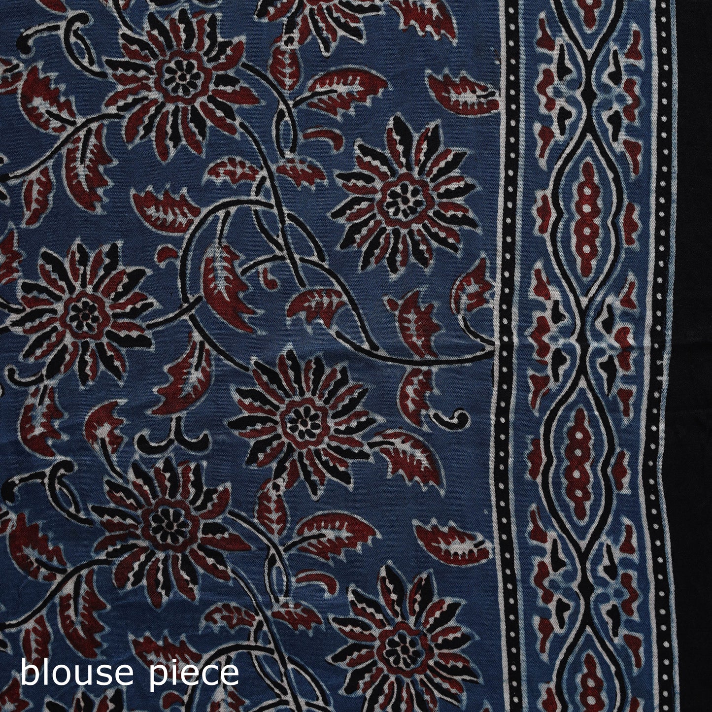 Natural dyed modal silk kutch hand block print ajrakh saree