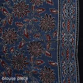 Natural dyed modal silk kutch hand block print ajrakh saree