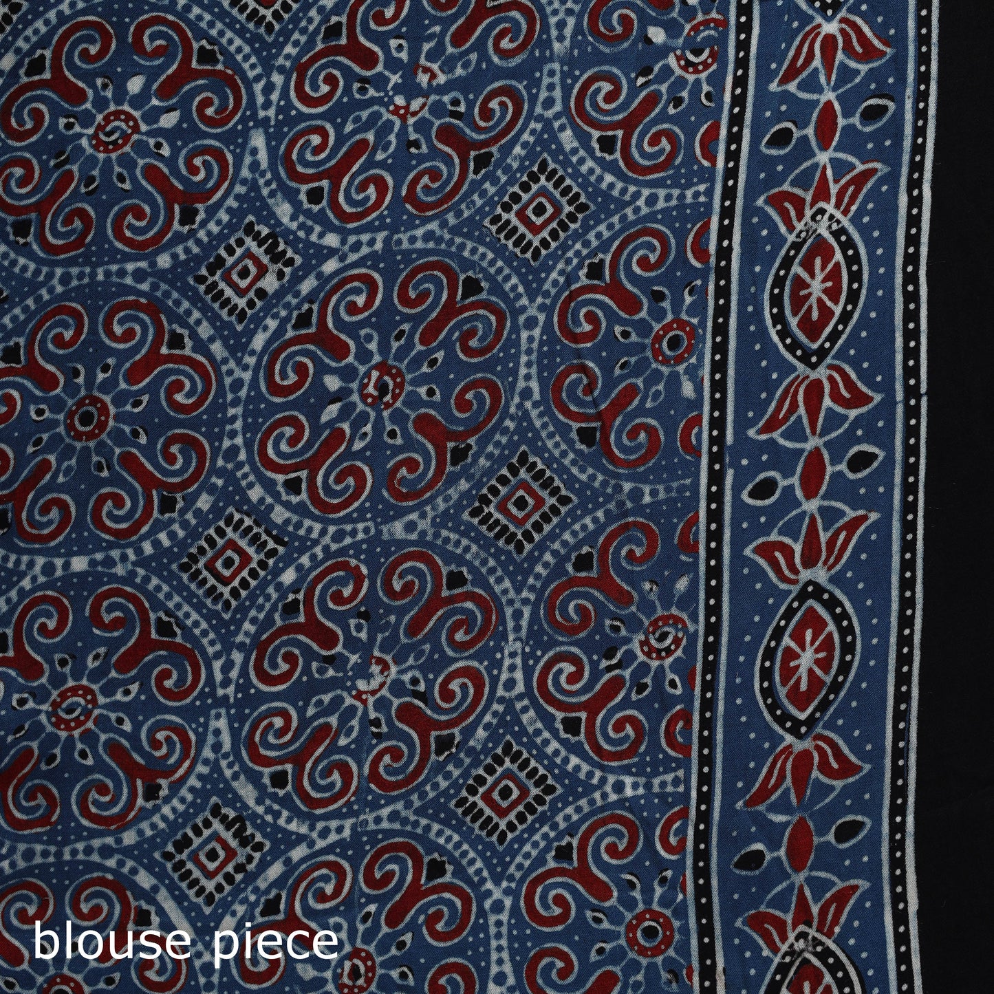 Natural dyed modal silk kutch hand block print ajrakh saree