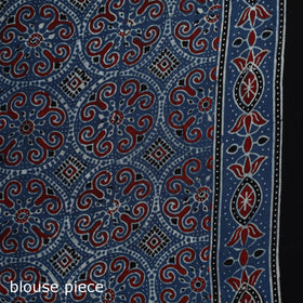 Natural dyed modal silk kutch hand block print ajrakh saree