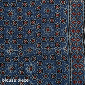 Natural dyed modal silk kutch hand block print ajrakh saree