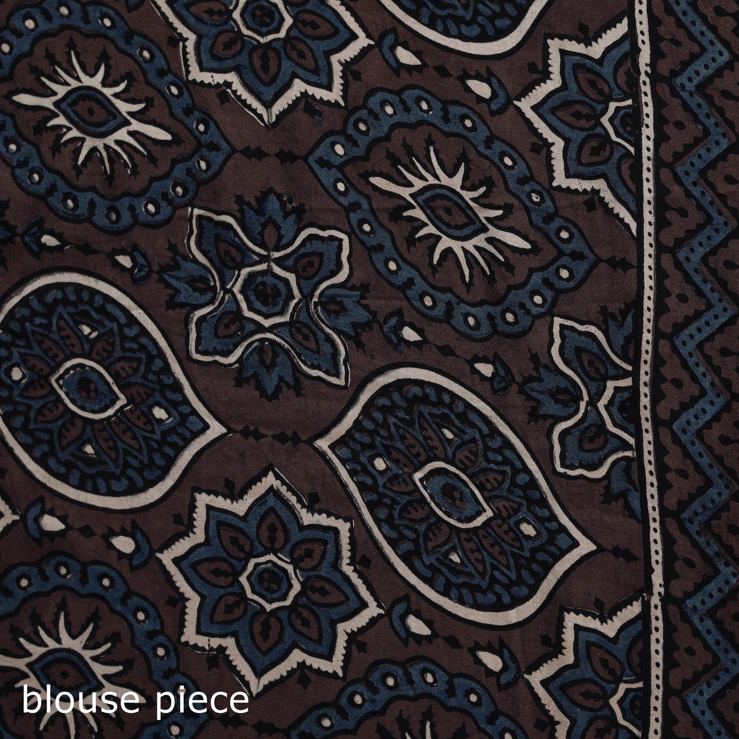 Natural dyed modal silk kutch hand block print ajrakh saree