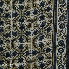 Natural dyed modal silk kutch hand block print ajrakh saree