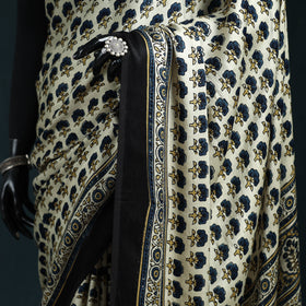 Natural dyed modal silk kutch hand block print ajrakh saree