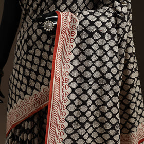 Natural dyed mul cotton hand bagru saree 10 - handcrafted