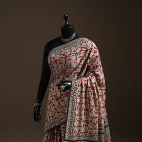 Natural dyed mul cotton hand bagru saree 11 - handcrafted