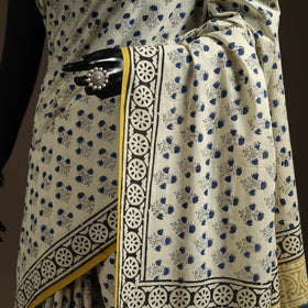 Natural dyed mul cotton hand bagru saree 12 - handcrafted