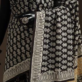 Natural dyed mul cotton hand bagru saree 13 - handcrafted