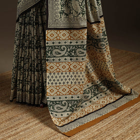 Natural dyed mul cotton hand bagru saree 14 - handcrafted