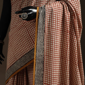 Natural dyed mul cotton hand bagru saree 15 - handcrafted