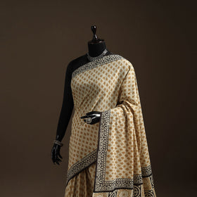 Natural dyed mul cotton hand bagru saree 16 - handcrafted