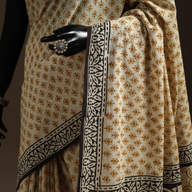 Natural dyed mul cotton hand bagru saree 16 - handcrafted