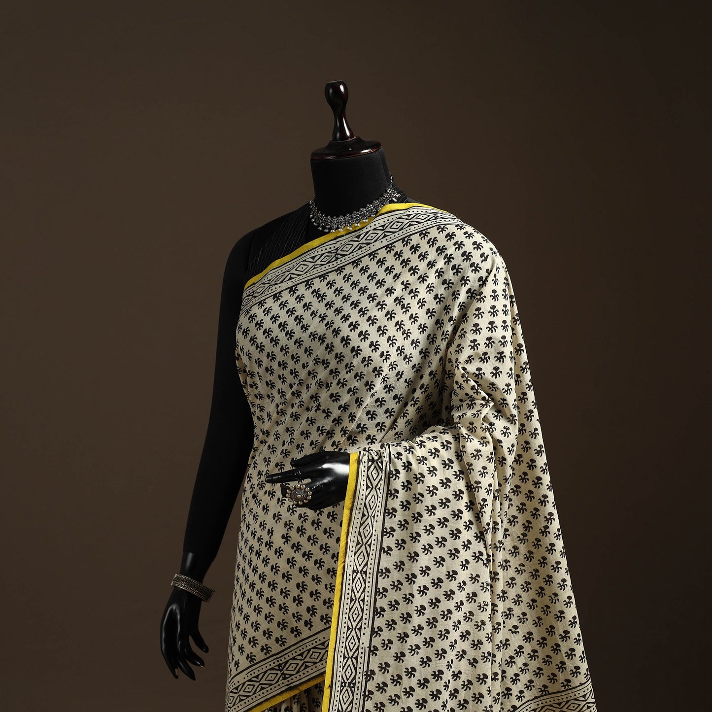 Natural dyed mul cotton hand bagru saree 18 - handcrafted