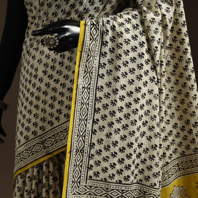 Natural dyed mul cotton hand bagru saree 18 - handcrafted