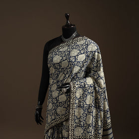 Natural dyed mul cotton hand bagru saree 19 - handcrafted