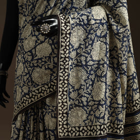 Natural dyed mul cotton hand bagru saree 19 - handcrafted