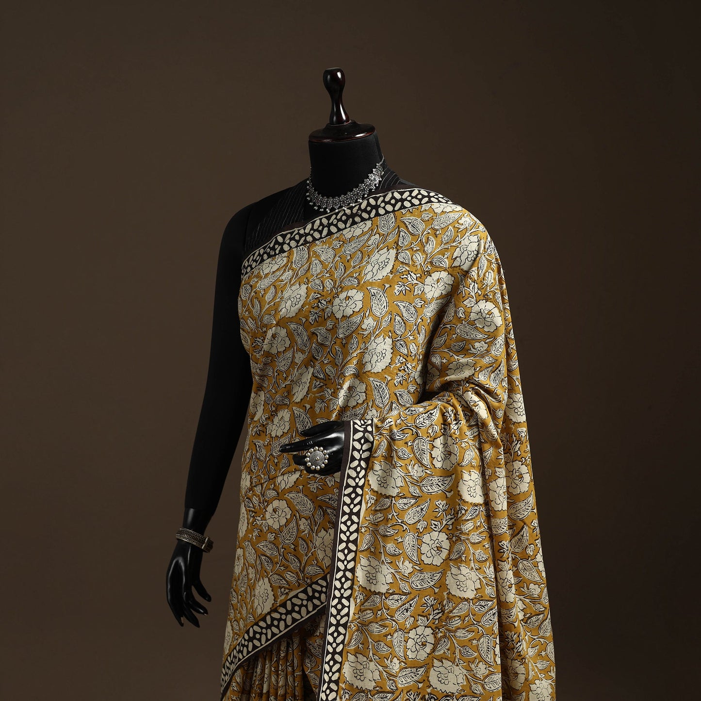 Natural dyed mul cotton hand bagru saree 20 - handcrafted