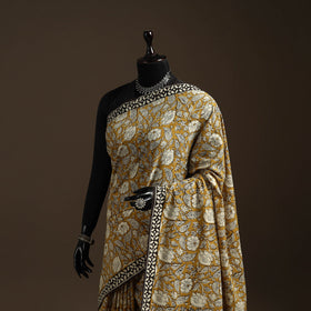 Natural dyed mul cotton hand bagru saree 20 - handcrafted