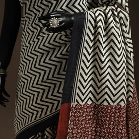 Natural dyed mul cotton hand bagru saree 22 - handcrafted