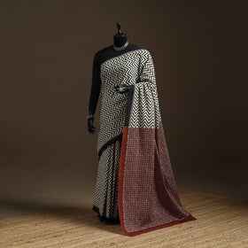 Natural dyed mul cotton hand bagru saree 22 - handcrafted