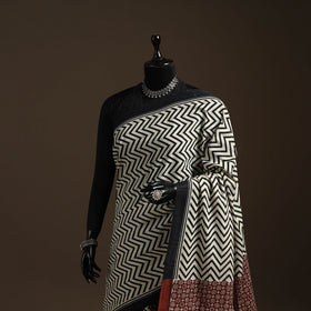 Natural dyed mul cotton hand bagru saree 22 - handcrafted