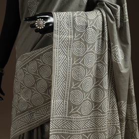 Natural dyed mul cotton hand bagru saree 23 - handcrafted