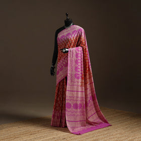 Natural dyed mul cotton hand bagru saree 24 - handcrafted