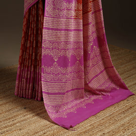 Natural dyed mul cotton hand bagru saree 24 - handcrafted