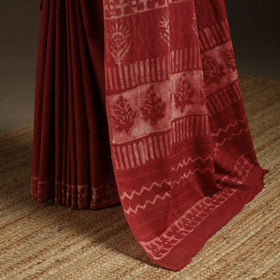 Natural dyed mul cotton hand bagru saree 26 - handcrafted