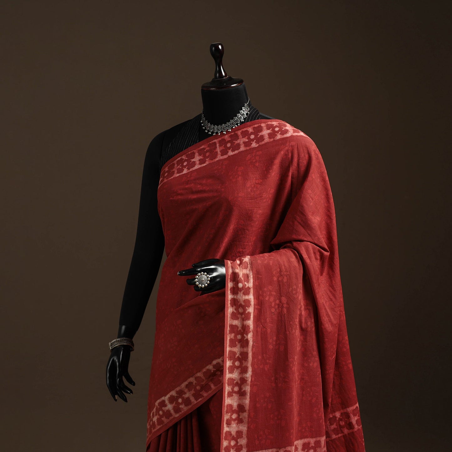 Natural dyed mul cotton hand bagru saree 26 - handcrafted