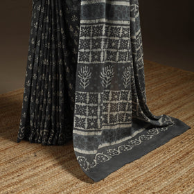 Natural dyed mul cotton hand bagru saree 27 - handcrafted