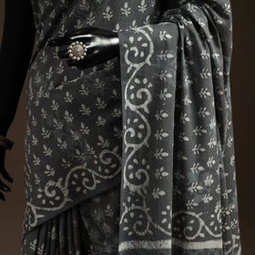 Natural dyed mul cotton hand bagru saree 27 - handcrafted