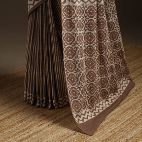 Natural dyed mul cotton hand bagru saree 28 - handcrafted