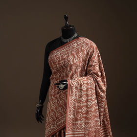 Natural dyed mul cotton hand bagru saree 30 - handcrafted