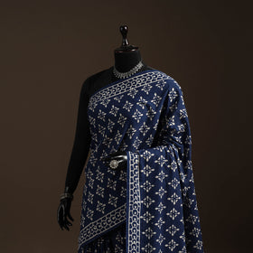 Natural dyed mul cotton indigo hand bagru saree 21