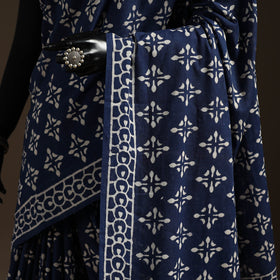 Natural dyed mul cotton indigo hand bagru saree 21