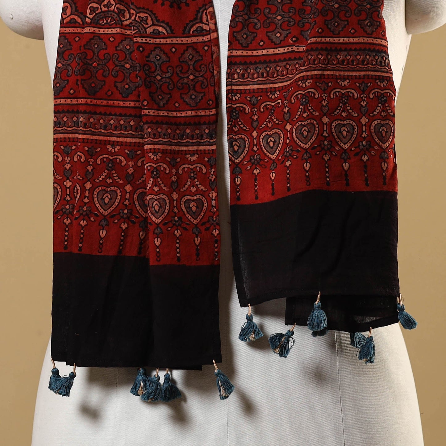 Natural Dyed Block Print Mul Cotton Ajrakh Stole