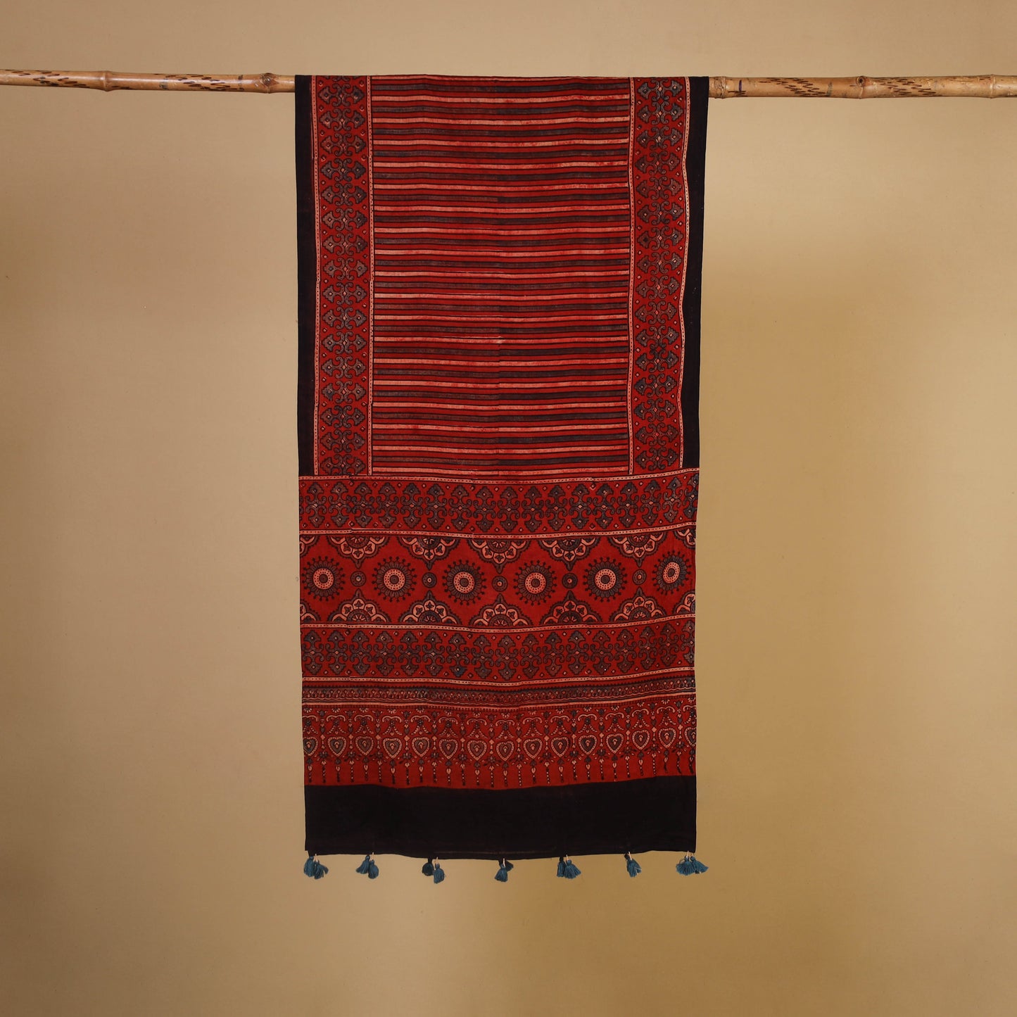 Natural Dyed Block Print Mul Cotton Ajrakh Stole