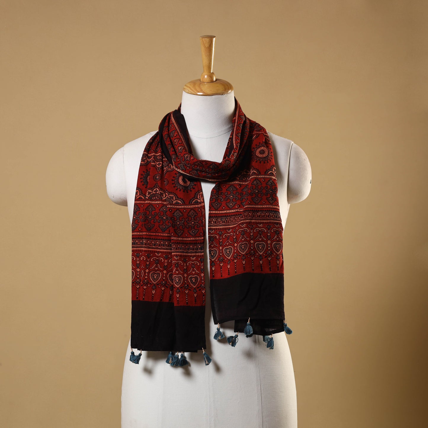 Natural Dyed Block Print Mul Cotton Ajrakh Stole