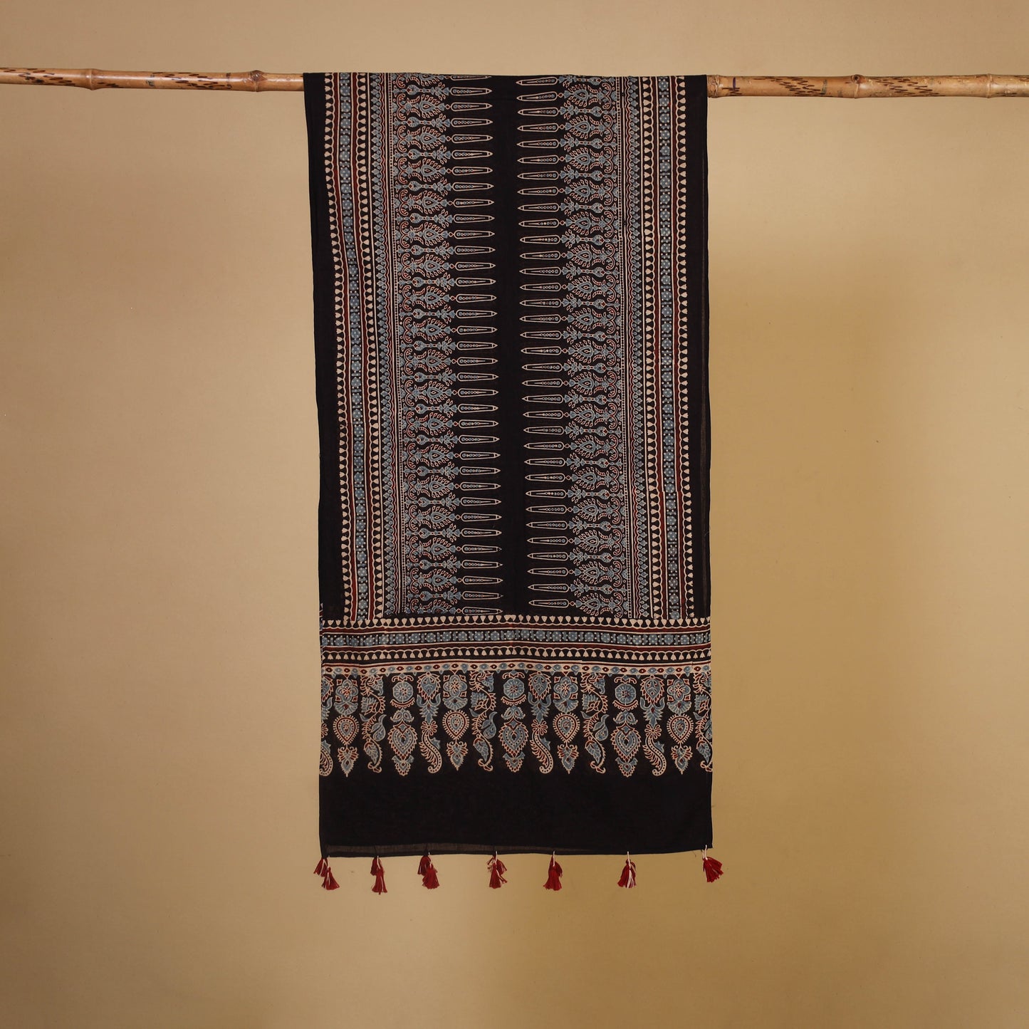 Natural Dyed Block Print Mul Cotton Ajrakh Stole