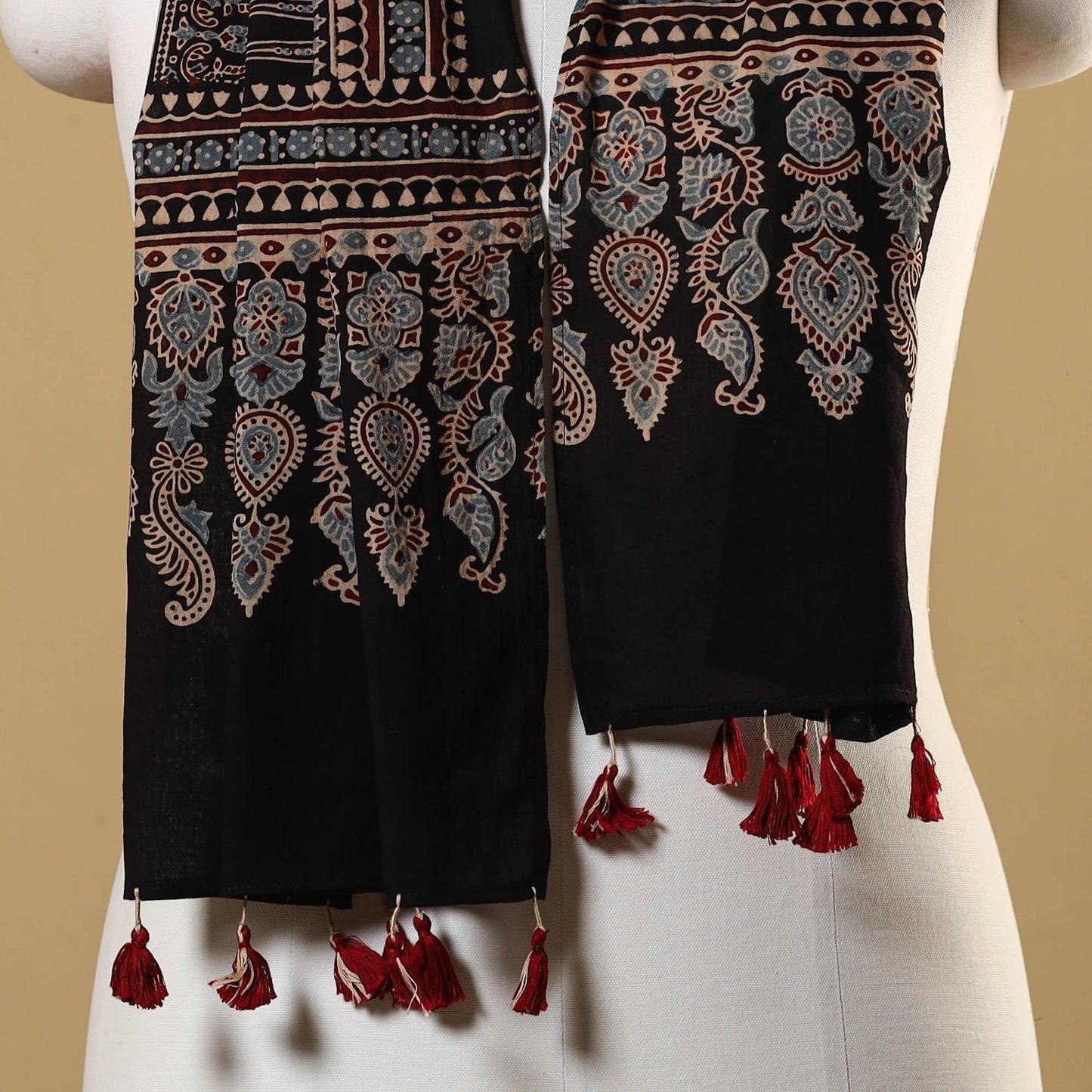 Natural Dyed Block Print Mul Cotton Ajrakh Stole