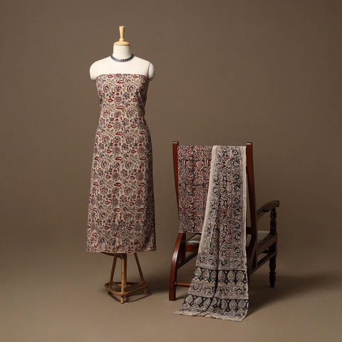 Natural dyed pedana kalamkari cotton 3pc unstitched dress