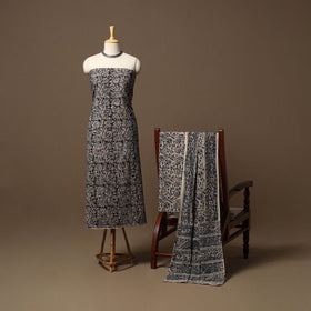 Natural dyed pedana kalamkari cotton 3pc unstitched dress