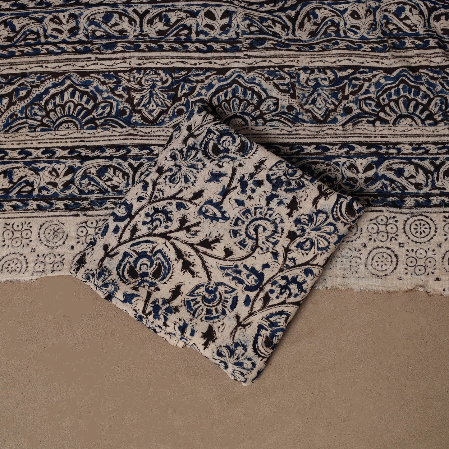 Natural dyed pedana kalamkari cotton 3pc unstitched dress